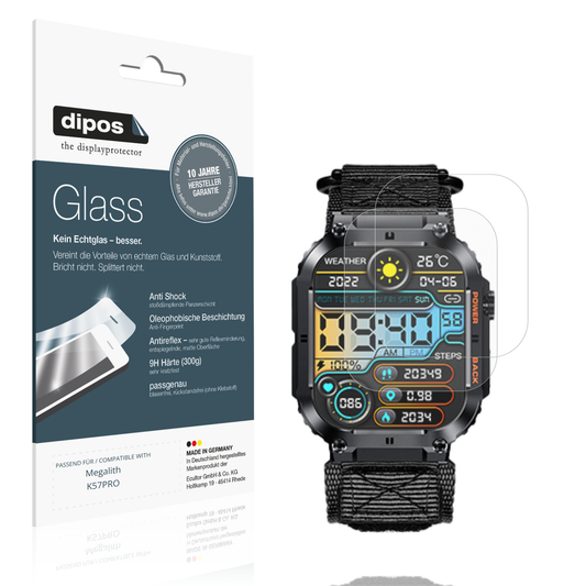 Matte Displayschutzfolie von dipos passend für Megalith K57PRO, 9H kratzfest und blasenfrei montiert