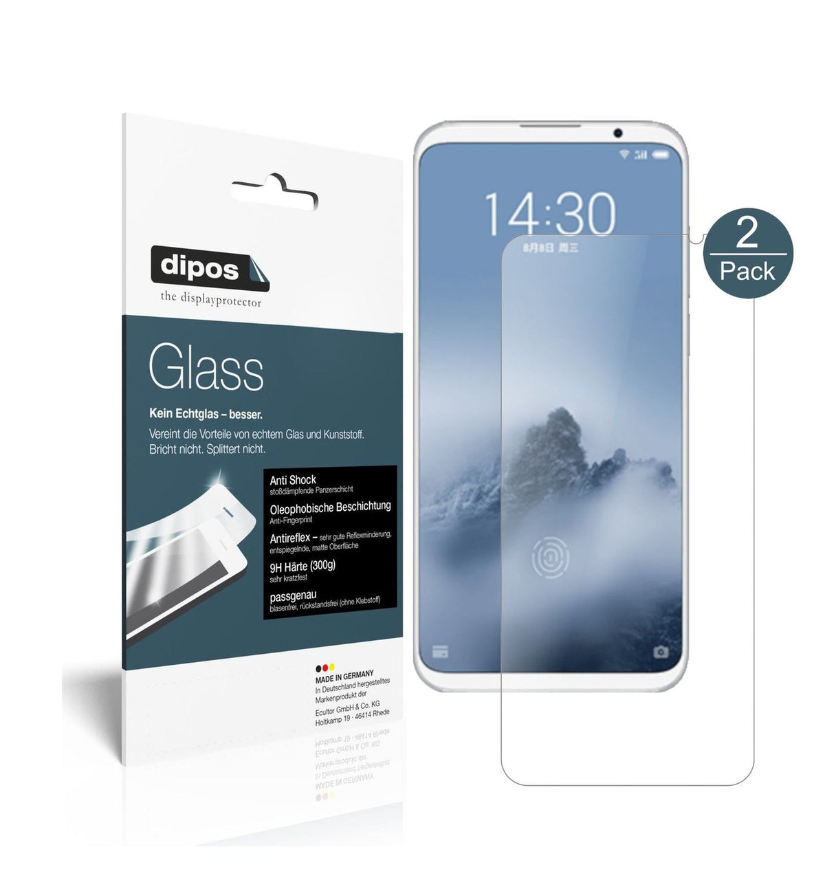 Matte Displayschutzfolie von dipos passend für Meizu 16 Plus, 9H kratzfest und blasenfrei montiert