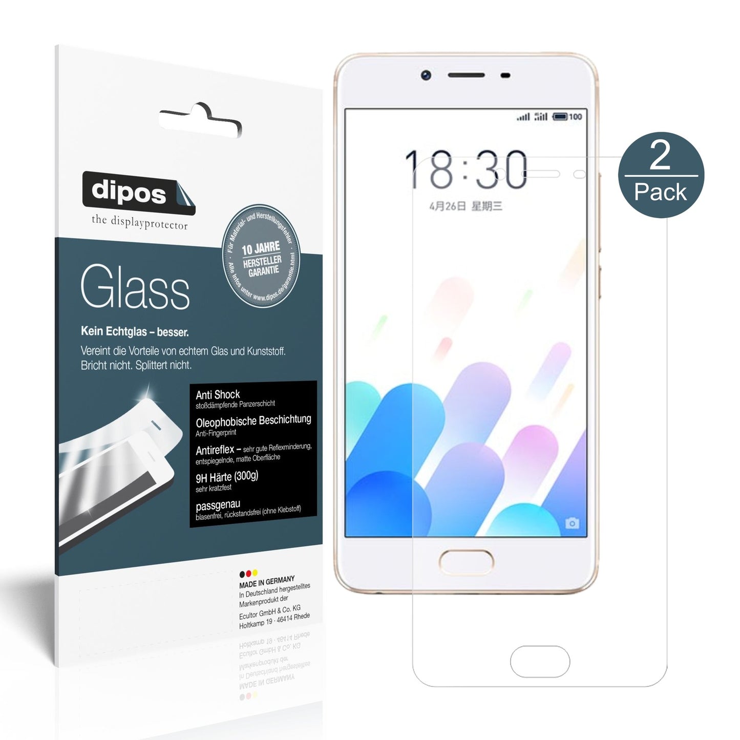 Matte Displayschutzfolie von dipos passend für Meizu E2, 9H kratzfest und blasenfrei montiert