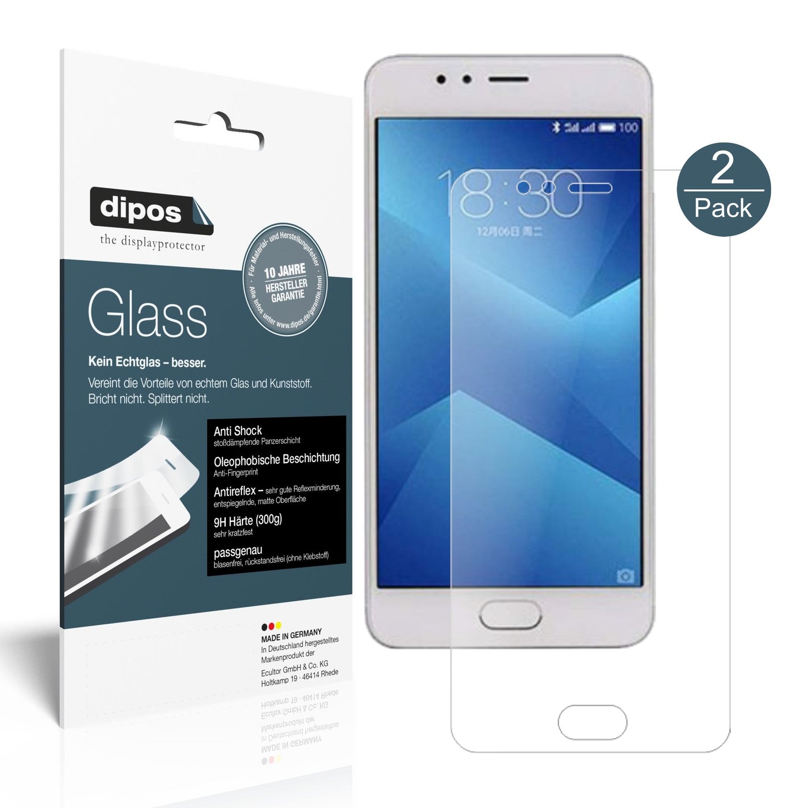 Matte Displayschutzfolie von dipos passend für Meizu M5s, 9H kratzfest und blasenfrei montiert