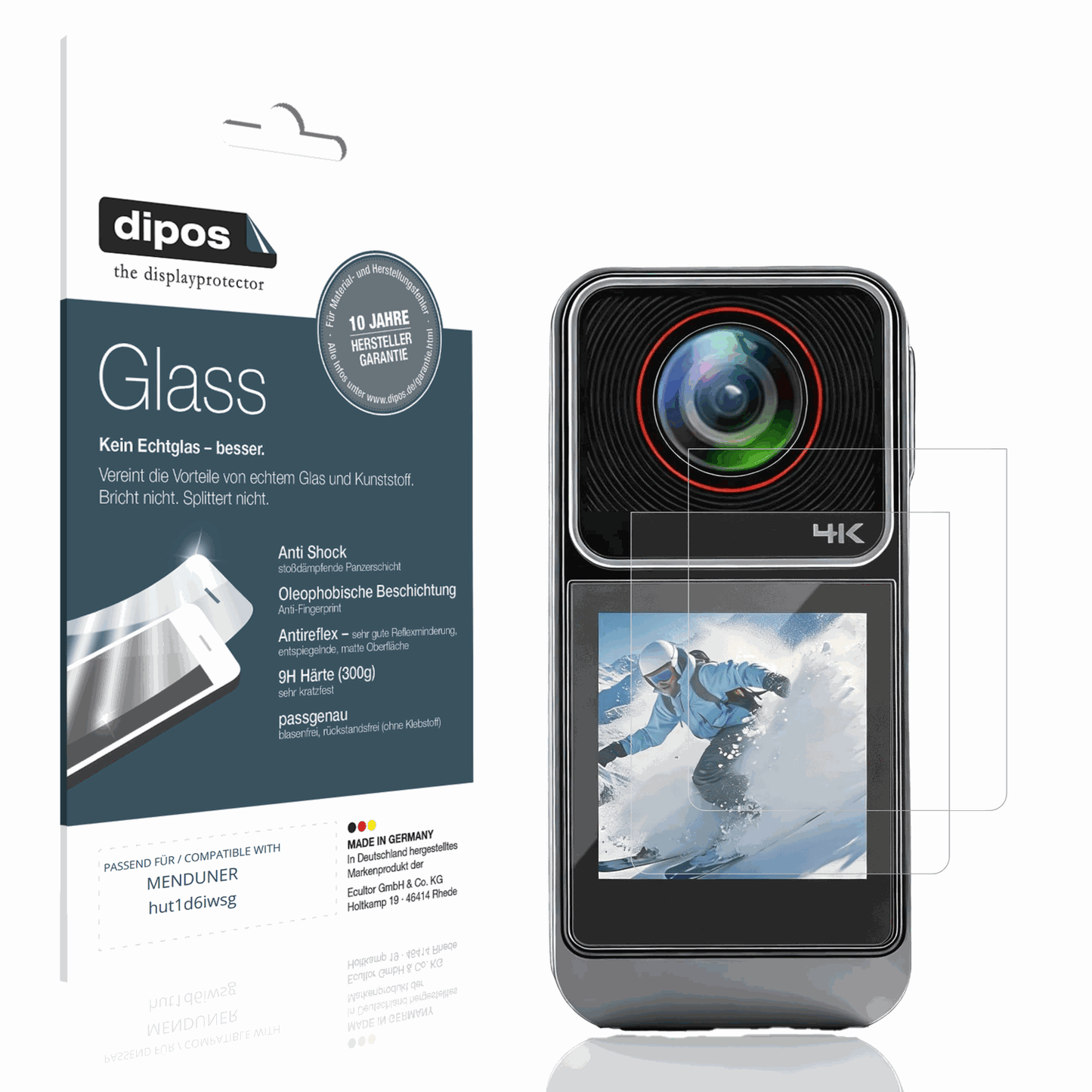 Matte Displayschutzfolie von dipos passend für MENDUNER hut1d6iwsg, 9H kratzfest und blasenfrei montiert