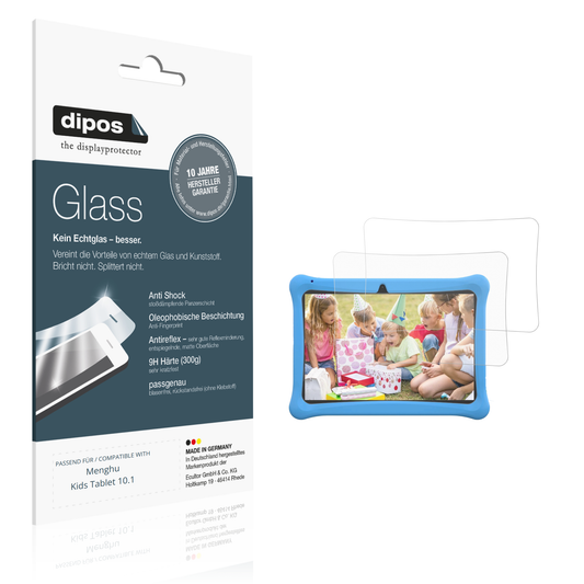 Matte Displayschutzfolie von dipos passend für Menghu Kids Tablet 10.1, 9H kratzfest und blasenfrei montiert