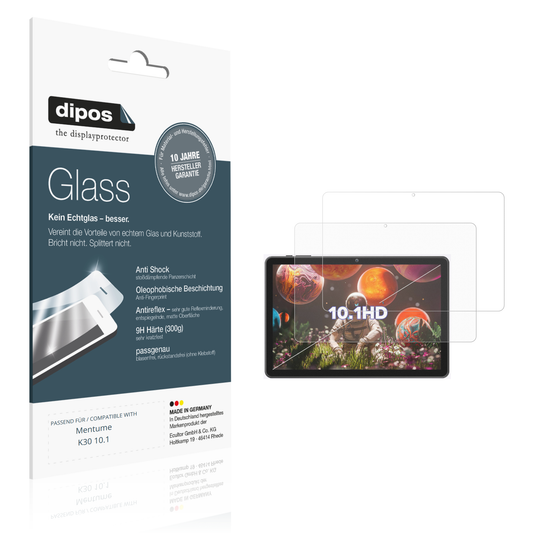 Matte Displayschutzfolie von dipos passend für Mentume K30 10.1, 9H kratzfest und blasenfrei montiert