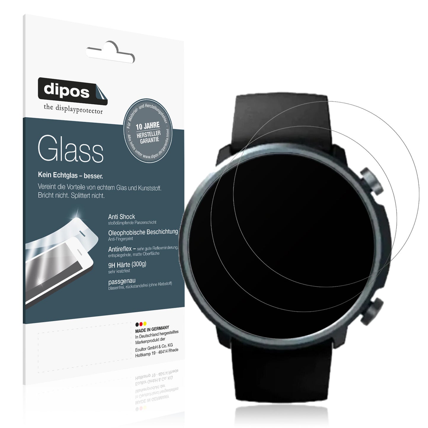Matte Displayschutzfolie von dipos passend für Mibro Watch A1, 9H kratzfest und blasenfrei montiert