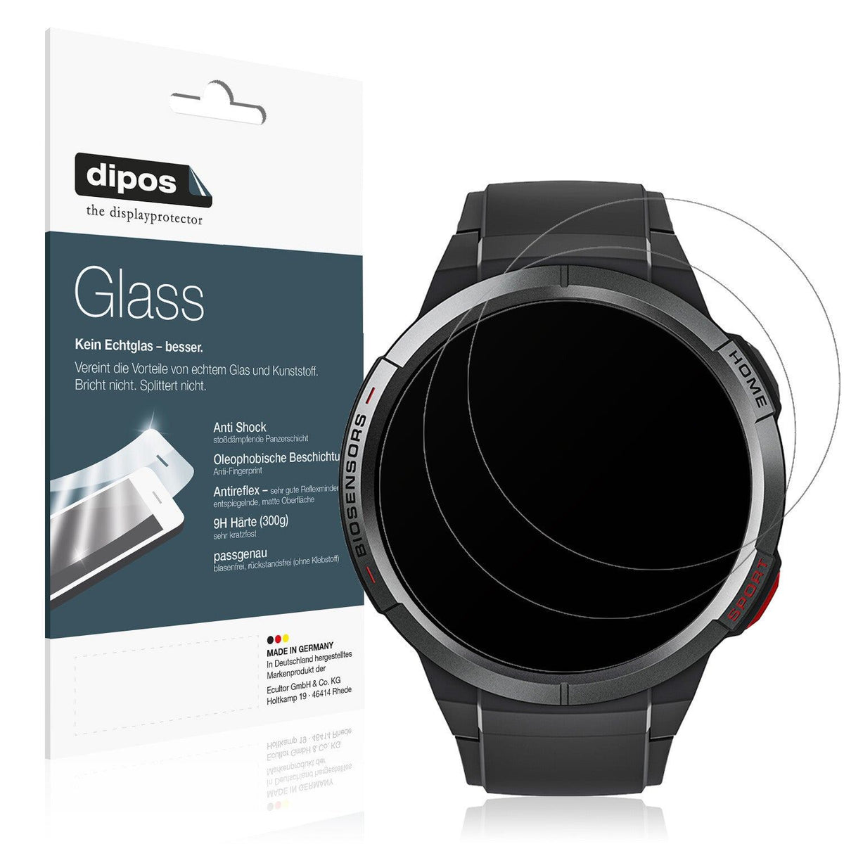 Matte Displayschutzfolie von dipos passend für Mibro Watch GS, 9H kratzfest und blasenfrei montiert