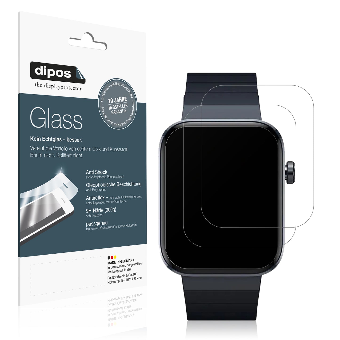 Matte Displayschutzfolie von dipos passend für Mibro Watch T1, 9H kratzfest und blasenfrei montiert