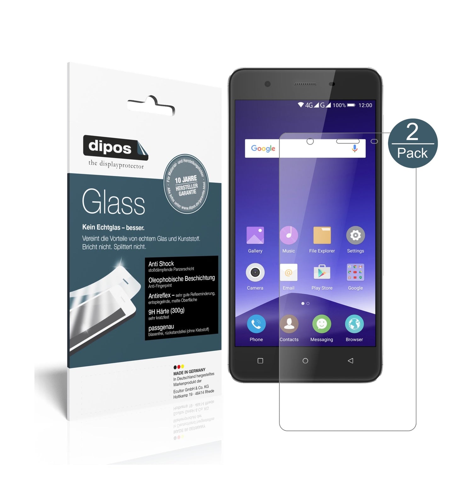 Matte Displayschutzfolie von dipos passend für Mobistel Cynus F10, 9H kratzfest und blasenfrei montiert