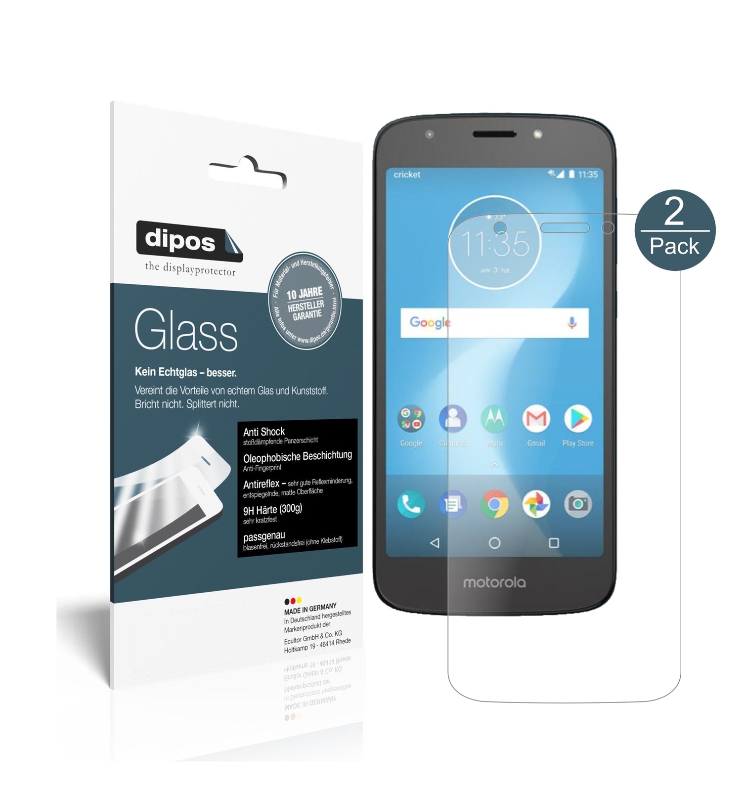 Matte Displayschutzfolie von dipos passend für Motorola Moto E5 Cruise, 9H kratzfest und blasenfrei montiert