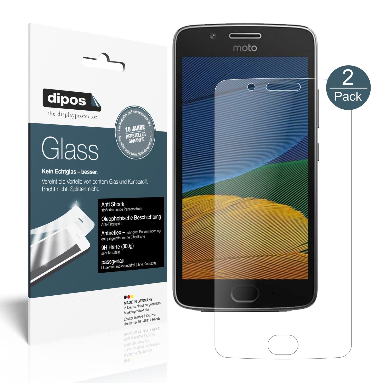 Matte Displayschutzfolie von dipos passend für Motorola Moto G5 Plus, 9H kratzfest und blasenfrei montiert