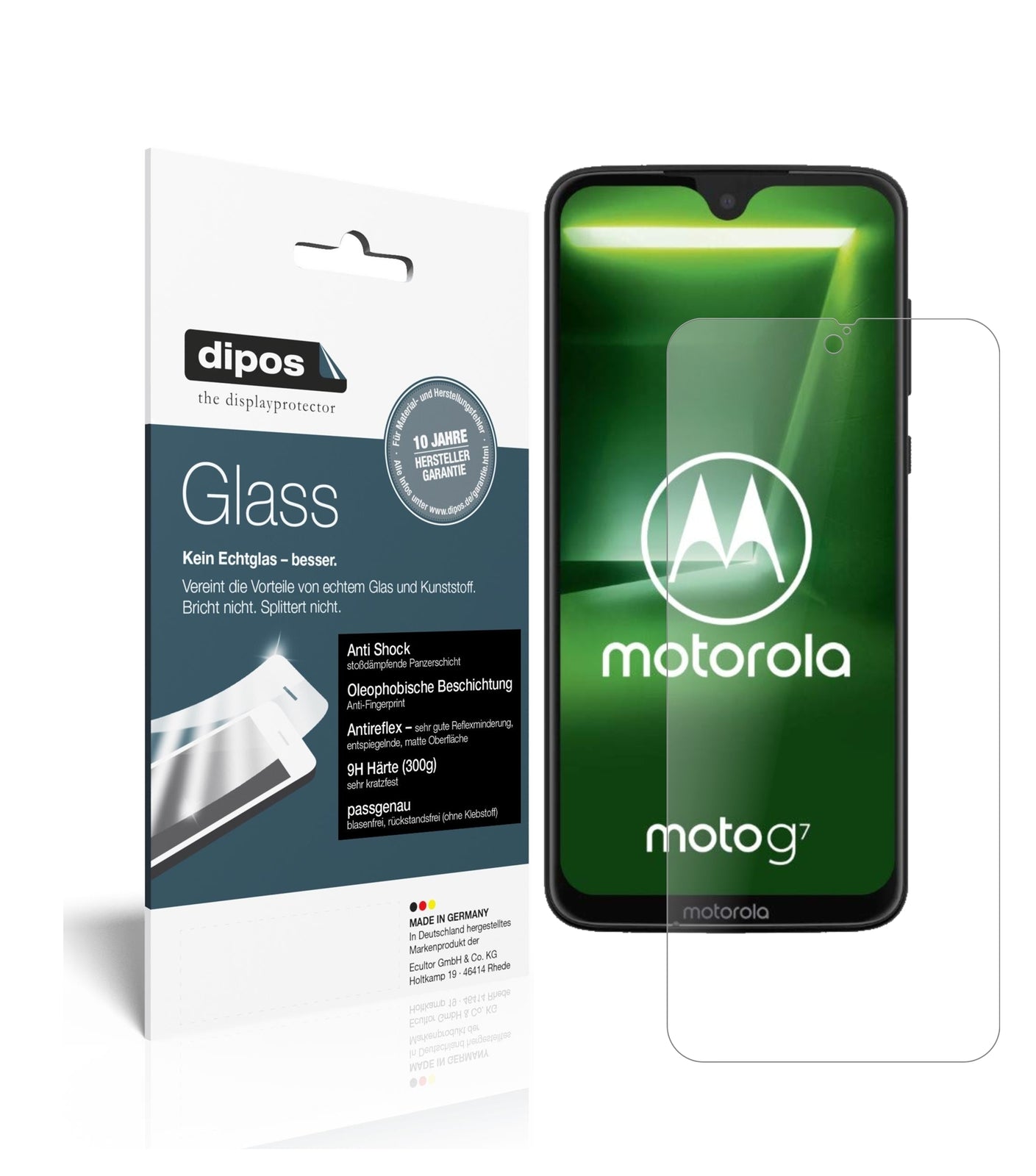 Matte Displayschutzfolie von dipos passend für Motorola Moto G7, 9H kratzfest und blasenfrei montiert