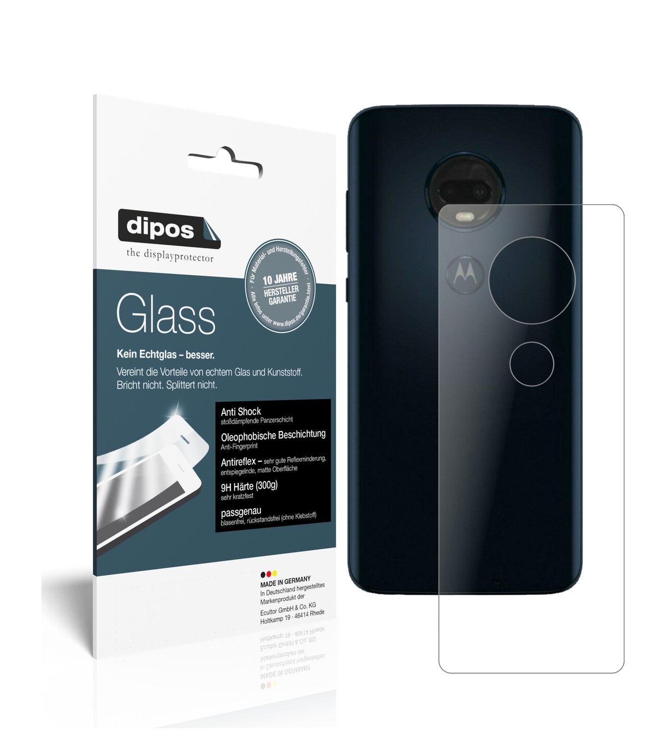 Matte Displayschutzfolie von dipos passend für Motorola Moto G7 Plus Rückseite, 9H kratzfest und blasenfrei montiert