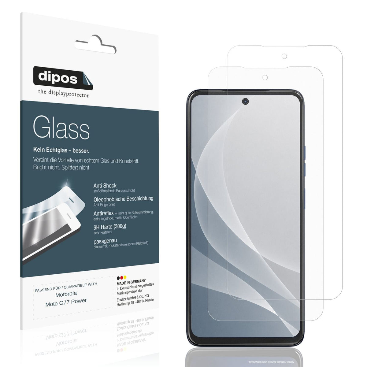 Matte Displayschutzfolie von dipos passend für Motorola Moto G77 Power, 9H kratzfest und blasenfrei montiert