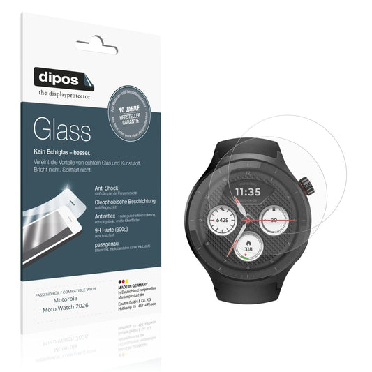 Matte Displayschutzfolie von dipos passend für Motorola Moto Watch 2026, 9H kratzfest und blasenfrei montiert
