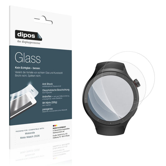 Matte Displayschutzfolie von dipos passend für Motorola Moto Watch 2026, 9H kratzfest und blasenfrei montiert
