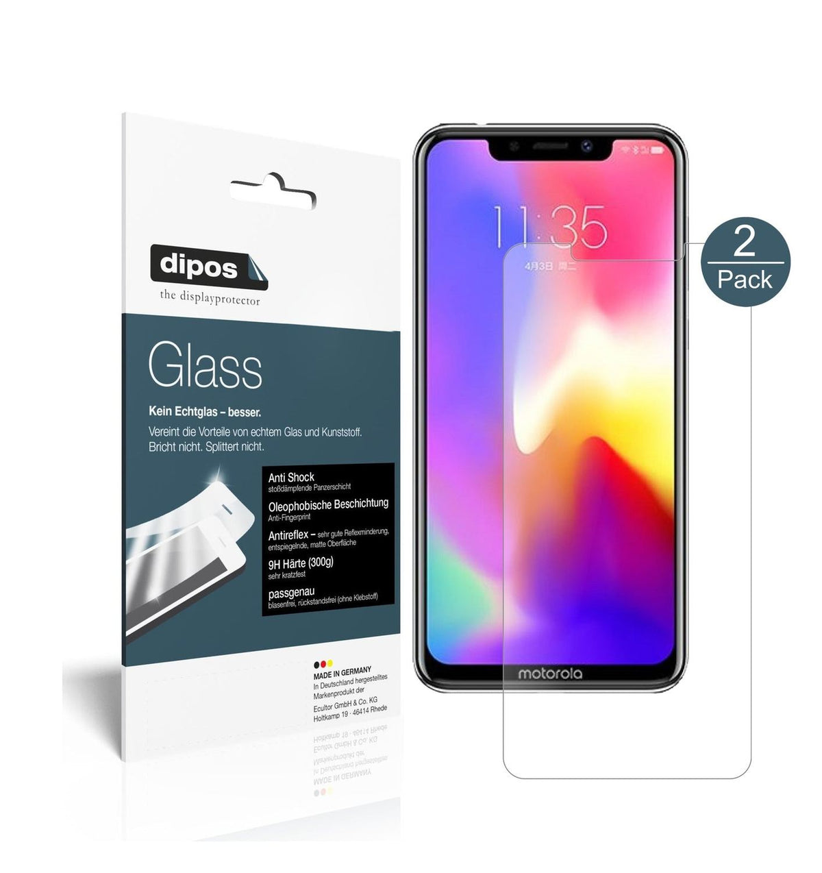 Matte Displayschutzfolie von dipos passend für Motorola P30, 9H kratzfest und blasenfrei montiert