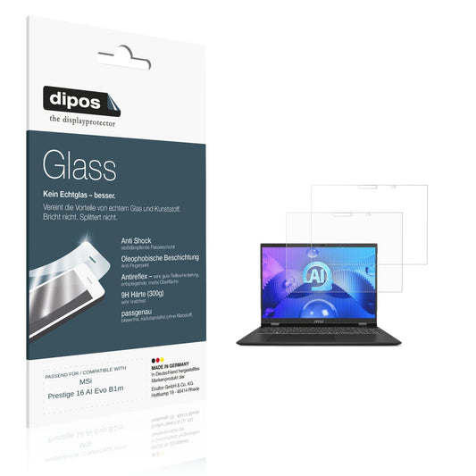 Matte Displayschutzfolie von dipos passend für MSi Prestige 16 AI Evo B1m, 9H kratzfest und blasenfrei montiert