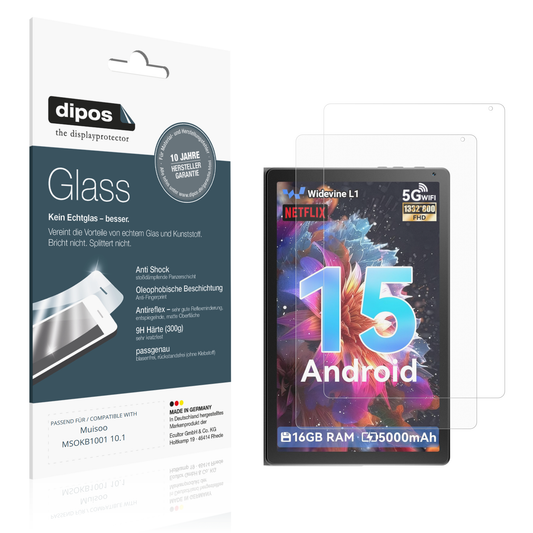 Matte Displayschutzfolie von dipos passend für Muisoo MSOKB1001 10.1, 9H kratzfest und blasenfrei montiert