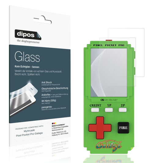 Matte Displayschutzfolie von dipos passend für MyArcade Pixel Pocket Pro Galaga, 9H kratzfest und blasenfrei montiert