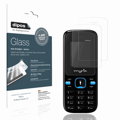 Matte Displayschutzfolie von dipos passend für Myria Endless Power U1, 9H kratzfest und blasenfrei montiert