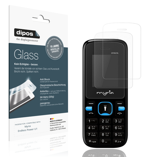 Matte Displayschutzfolie von dipos passend für Myria Endless Power U1, 9H kratzfest und blasenfrei montiert