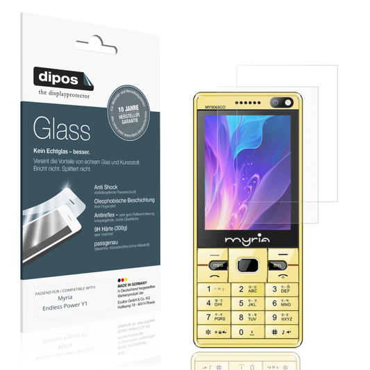 Matte Displayschutzfolie von dipos passend für Myria Endless Power Y1, 9H kratzfest und blasenfrei montiert