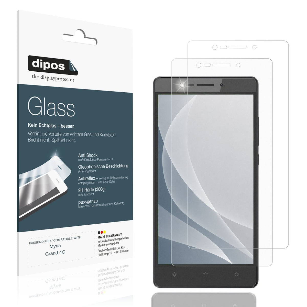 Matte Displayschutzfolie von dipos passend für Myria Grand 4G, 9H kratzfest und blasenfrei montiert