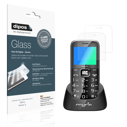 Matte Displayschutzfolie von dipos passend für Myria Senior 2, 9H kratzfest und blasenfrei montiert