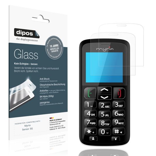Matte Displayschutzfolie von dipos passend für Myria Senior 3G, 9H kratzfest und blasenfrei montiert