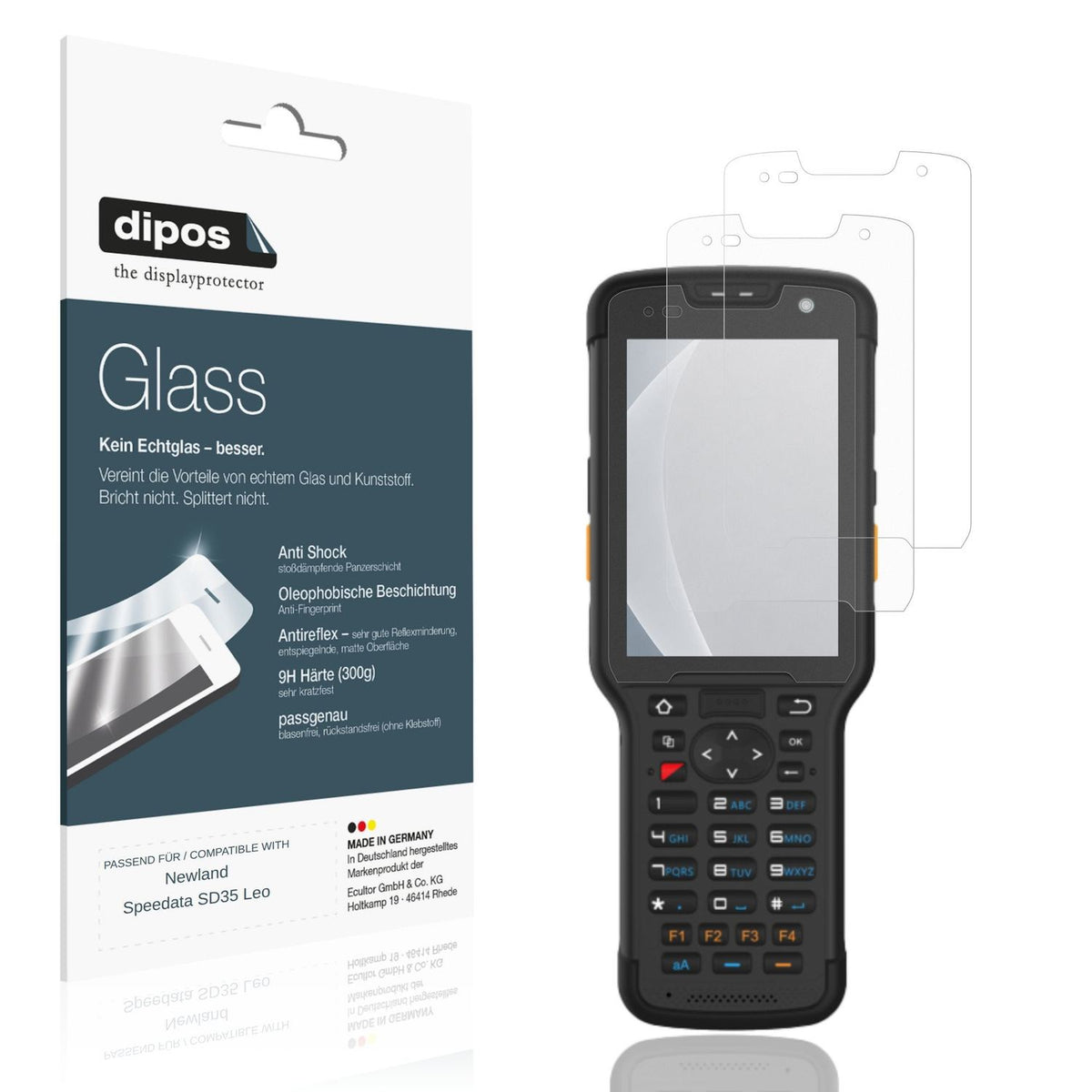 Matte Displayschutzfolie von dipos passend für Newland Speedata SD35 Leo, 9H kratzfest und blasenfrei montiert