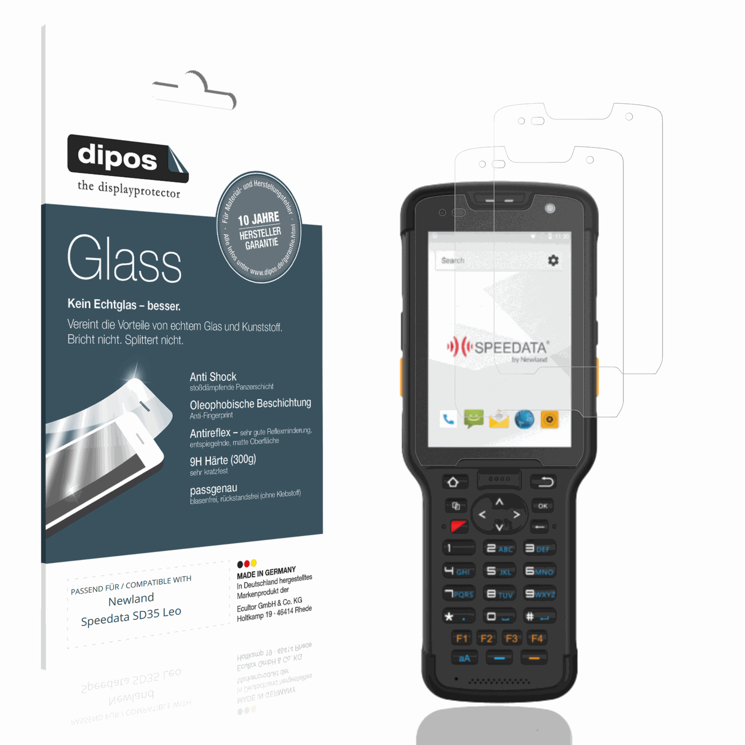 Matte Displayschutzfolie von dipos passend für Newland Speedata SD35 Leo, 9H kratzfest und blasenfrei montiert