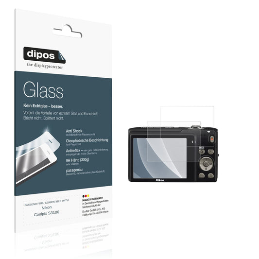 Matte Displayschutzfolie von dipos passend für Nikon Coolpix S3100, 9H kratzfest und blasenfrei montiert