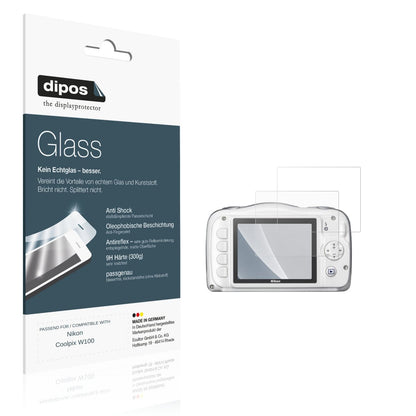 Matte Displayschutzfolie von dipos passend für Nikon Coolpix W100, 9H kratzfest und blasenfrei montiert
