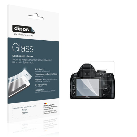 Matte Displayschutzfolie von dipos passend für Nikon D3000, 9H kratzfest und blasenfrei montiert