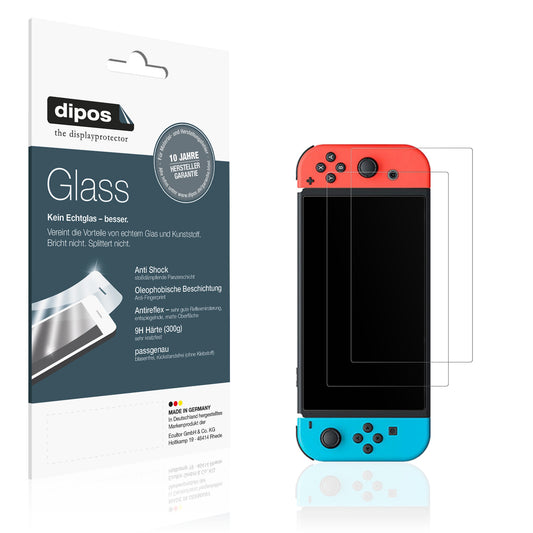 Matte Displayschutzfolie von dipos passend für Nintendo Switch OLED, 9H kratzfest und blasenfrei montiert