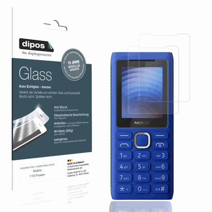 Matte Displayschutzfolie von dipos passend für Nokia 110 Power, 9H kratzfest und blasenfrei montiert