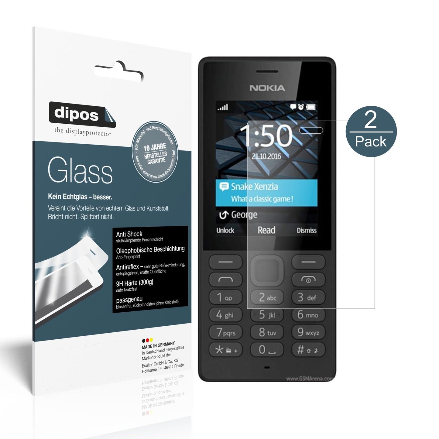 Matte Displayschutzfolie von dipos passend für Nokia 150, 9H kratzfest und blasenfrei montiert