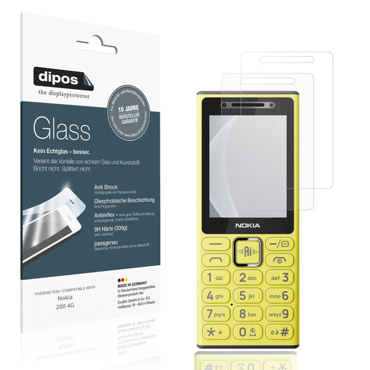 Matte Displayschutzfolie von dipos passend für Nokia 200 4G, 9H kratzfest und blasenfrei montiert