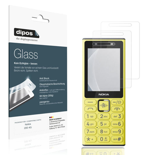 Matte Displayschutzfolie von dipos passend für Nokia 200 4G, 9H kratzfest und blasenfrei montiert