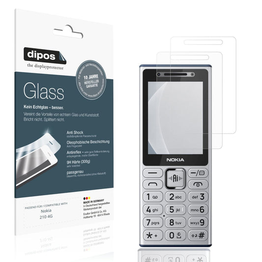 Matte Displayschutzfolie von dipos passend für Nokia 210 4G, 9H kratzfest und blasenfrei montiert