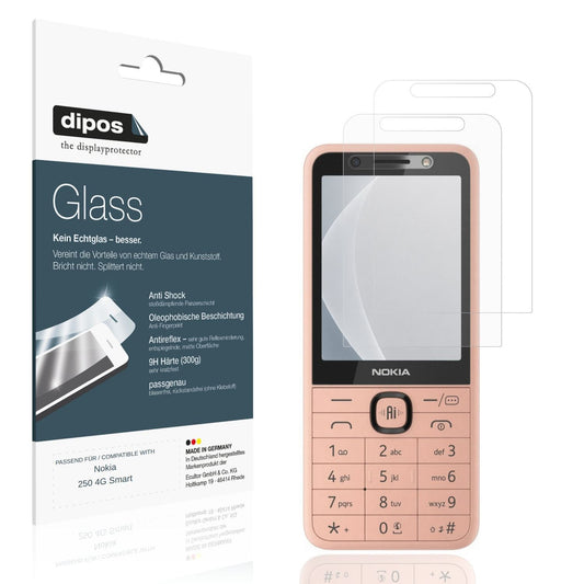 Matte Displayschutzfolie von dipos passend für Nokia 250 4G Smart, 9H kratzfest und blasenfrei montiert
