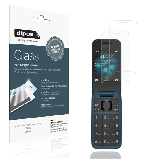 Matte Displayschutzfolie von dipos passend für Nokia 2660, 9H kratzfest und blasenfrei montiert