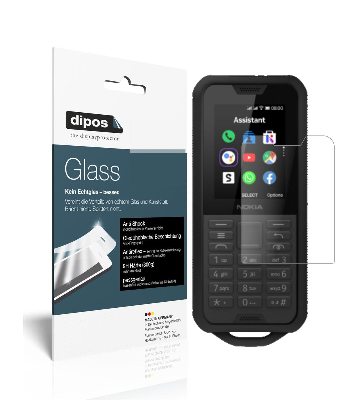 Matte Displayschutzfolie von dipos passend für Nokia 800 Tough, 9H kratzfest und blasenfrei montiert