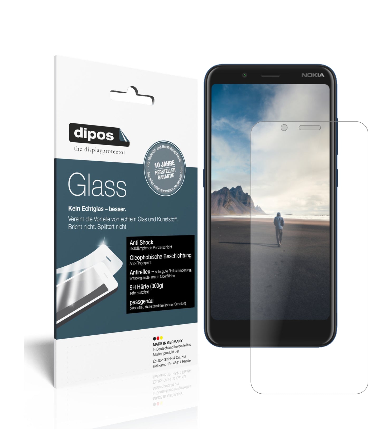 Matte Displayschutzfolie von dipos passend für Nokia C2 Tava, 9H kratzfest und blasenfrei montiert