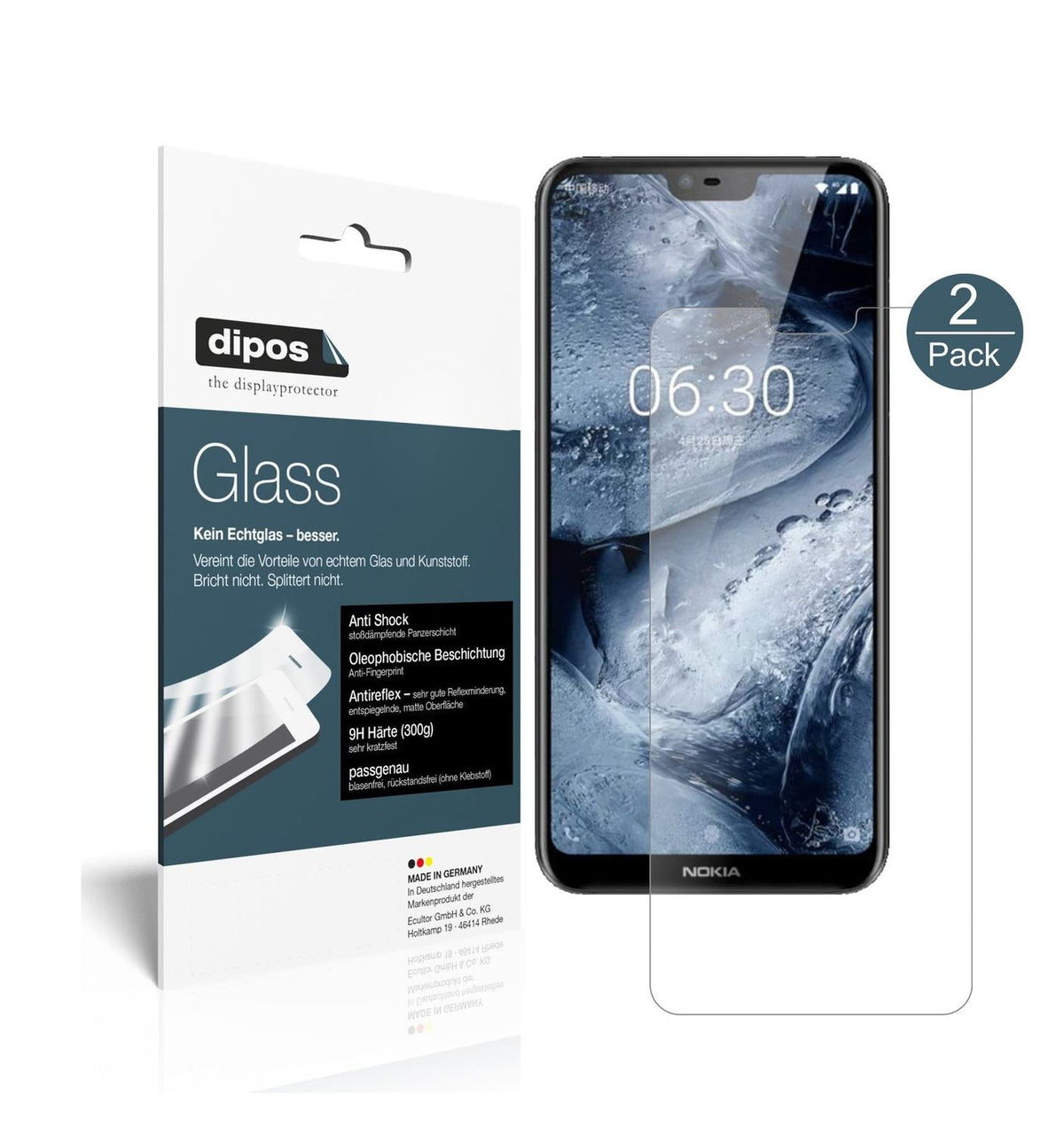 Matte Displayschutzfolie von dipos passend für Nokia X6 2018 TA1099, 9H kratzfest und blasenfrei montiert