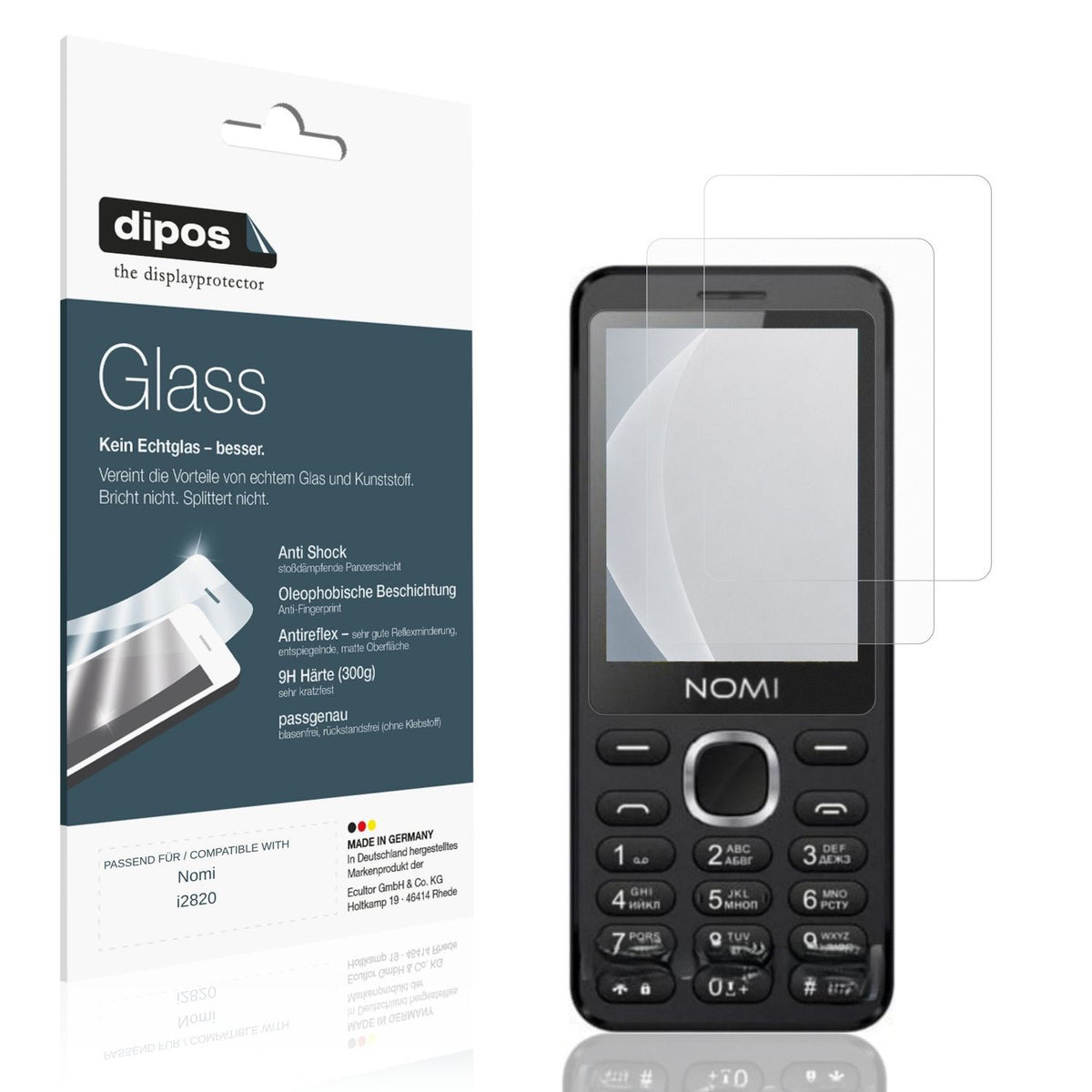 Matte Displayschutzfolie von dipos passend für Nomi i2820, 9H kratzfest und blasenfrei montiert