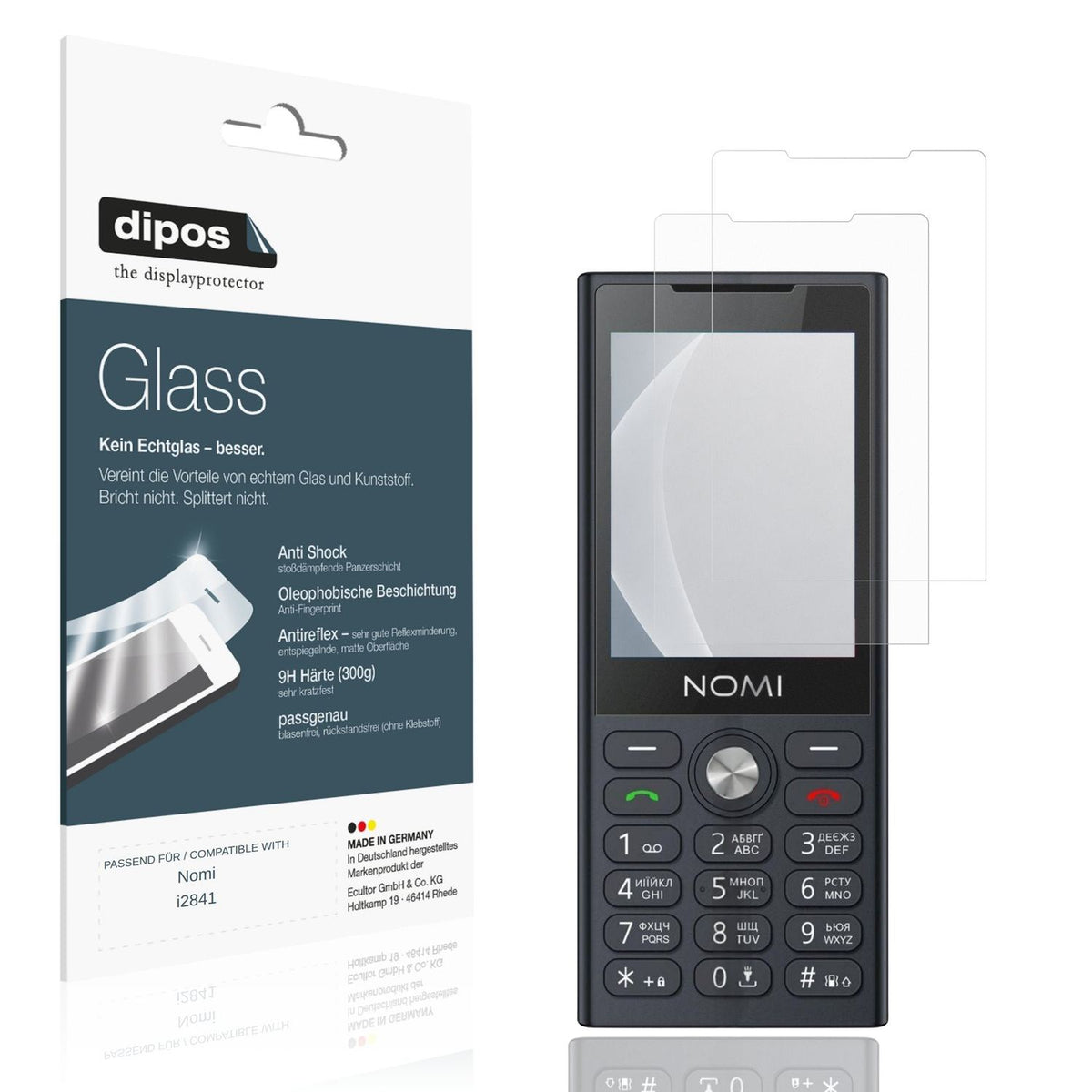 Matte Displayschutzfolie von dipos passend für Nomi i2841, 9H kratzfest und blasenfrei montiert
