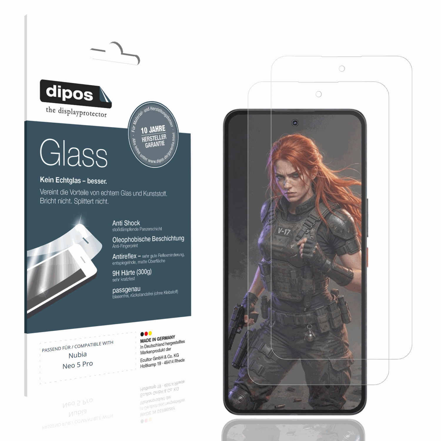 Matte Displayschutzfolie von dipos passend für Nubia Neo 5 Pro, 9H kratzfest und blasenfrei montiert