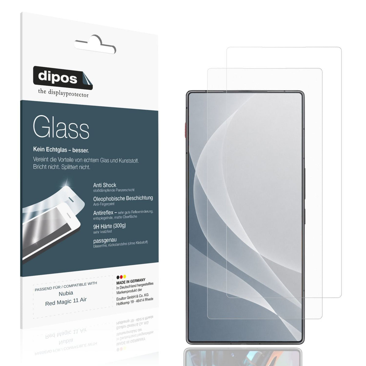 Matte Displayschutzfolie von dipos passend f�r Nubia Red Magic 11 Air, 9H kratzfest und blasenfrei montiert