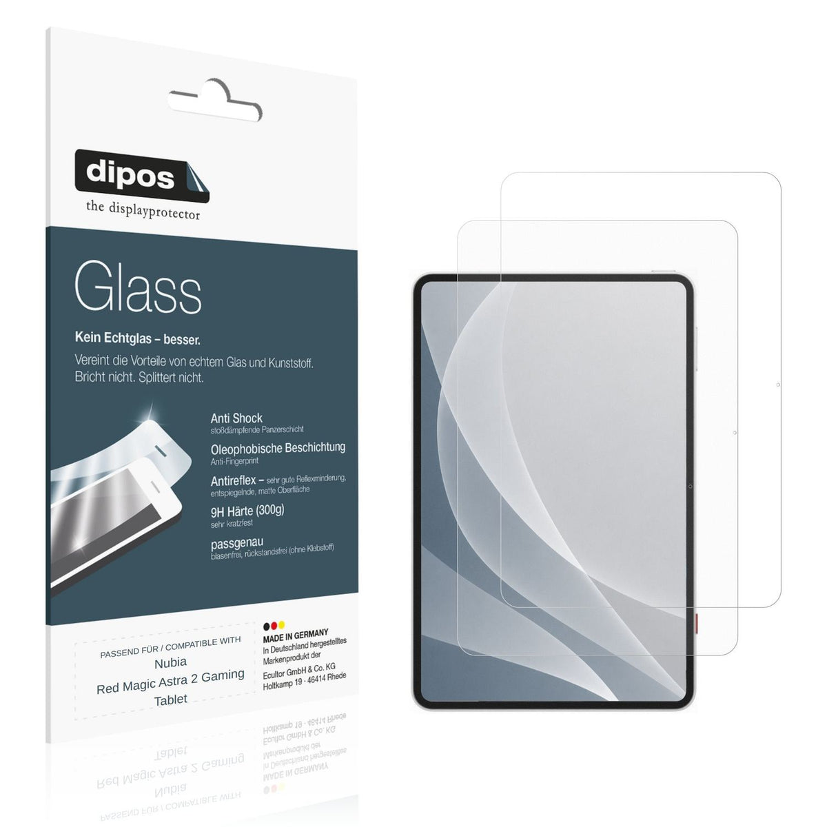 Matte Displayschutzfolie von dipos passend für Nubia Red Magic Astra 2 Gaming Tablet, 9H kratzfest und blasenfrei montiert