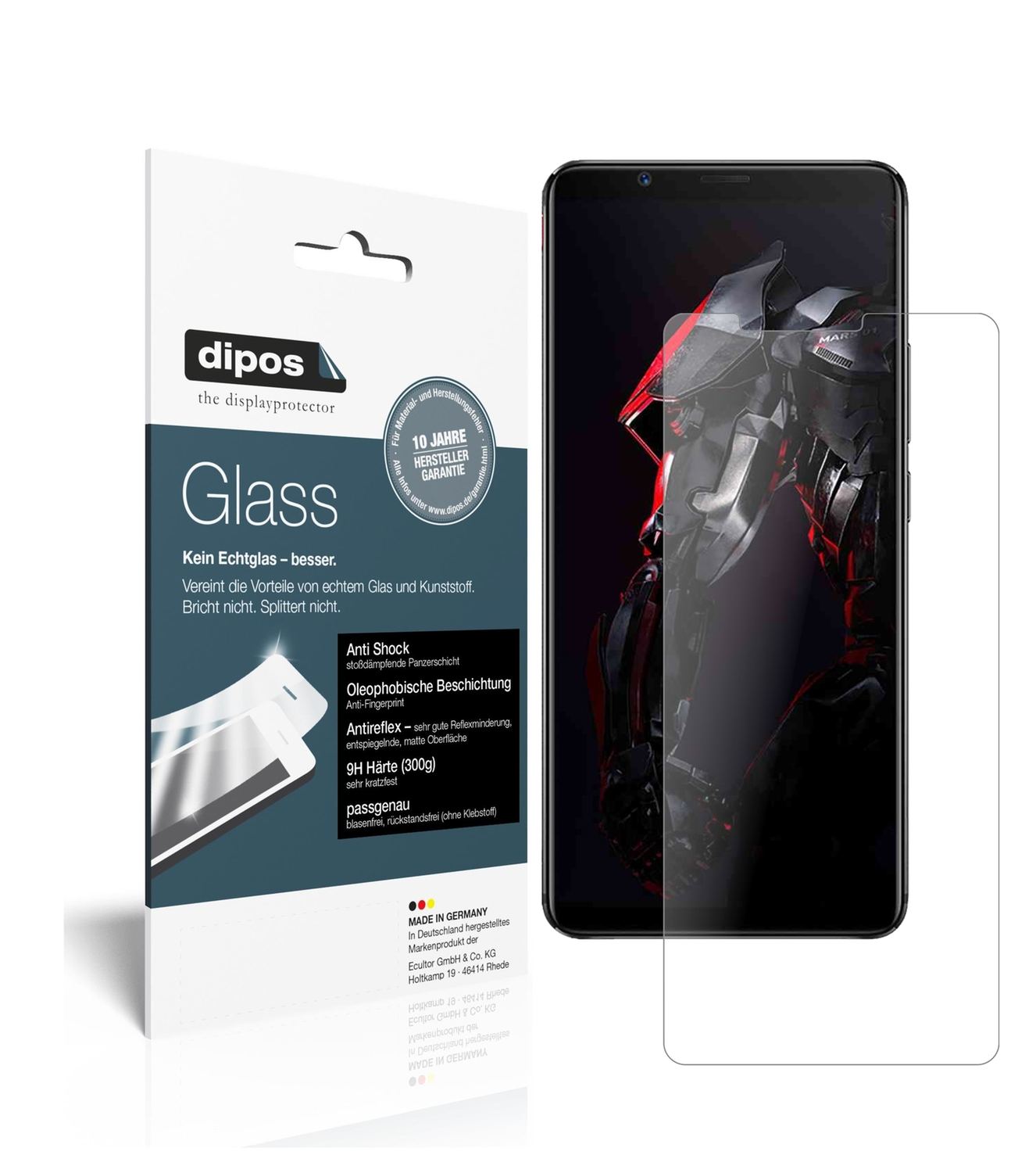 Matte Displayschutzfolie von dipos passend für Nubia Red Magic Mars, 9H kratzfest und blasenfrei montiert